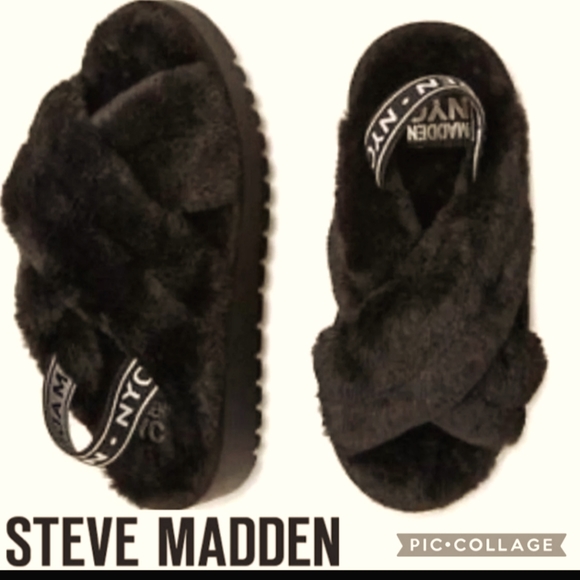 MADDEN NYC FAUX FUR LOW PLATFORM SANDALS NWT - Picture 2 of 10